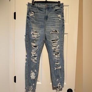 American Eagle Curvy Hi Rise Ripped Jegging Crop 10